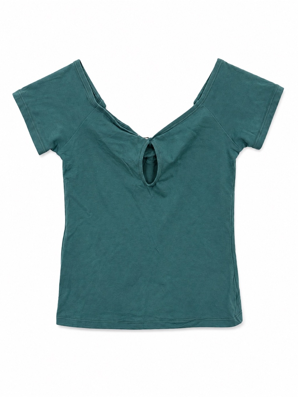 Express Teal Short Sleeve Top with Front Keyhole